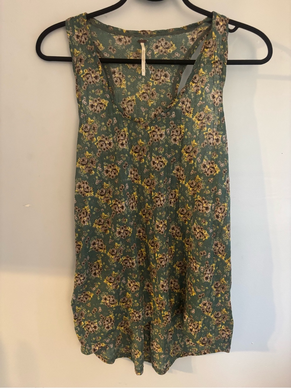 Free People Green Floral V-Neck Camisole